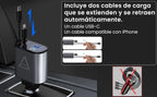 4 Fast Charging Ports with 80cm Retractable Cables